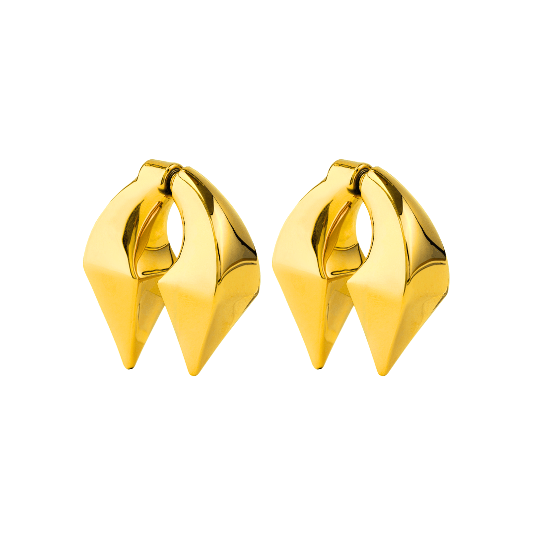 2 BOLD DOUBLE SPIKE EARRING GOLD - AIRHESS