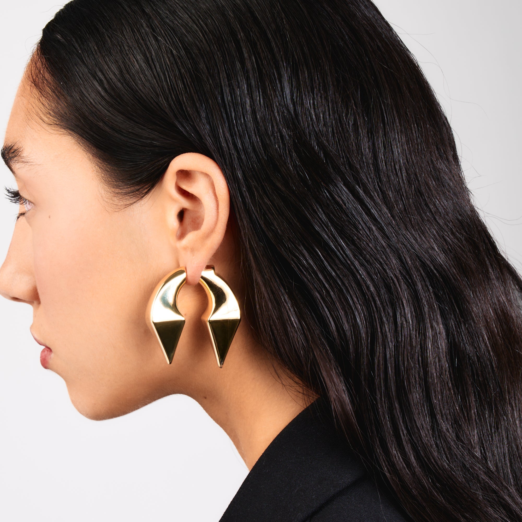 2 BOLD DOUBLE SPIKE EARRING GOLD - AIRHESS
