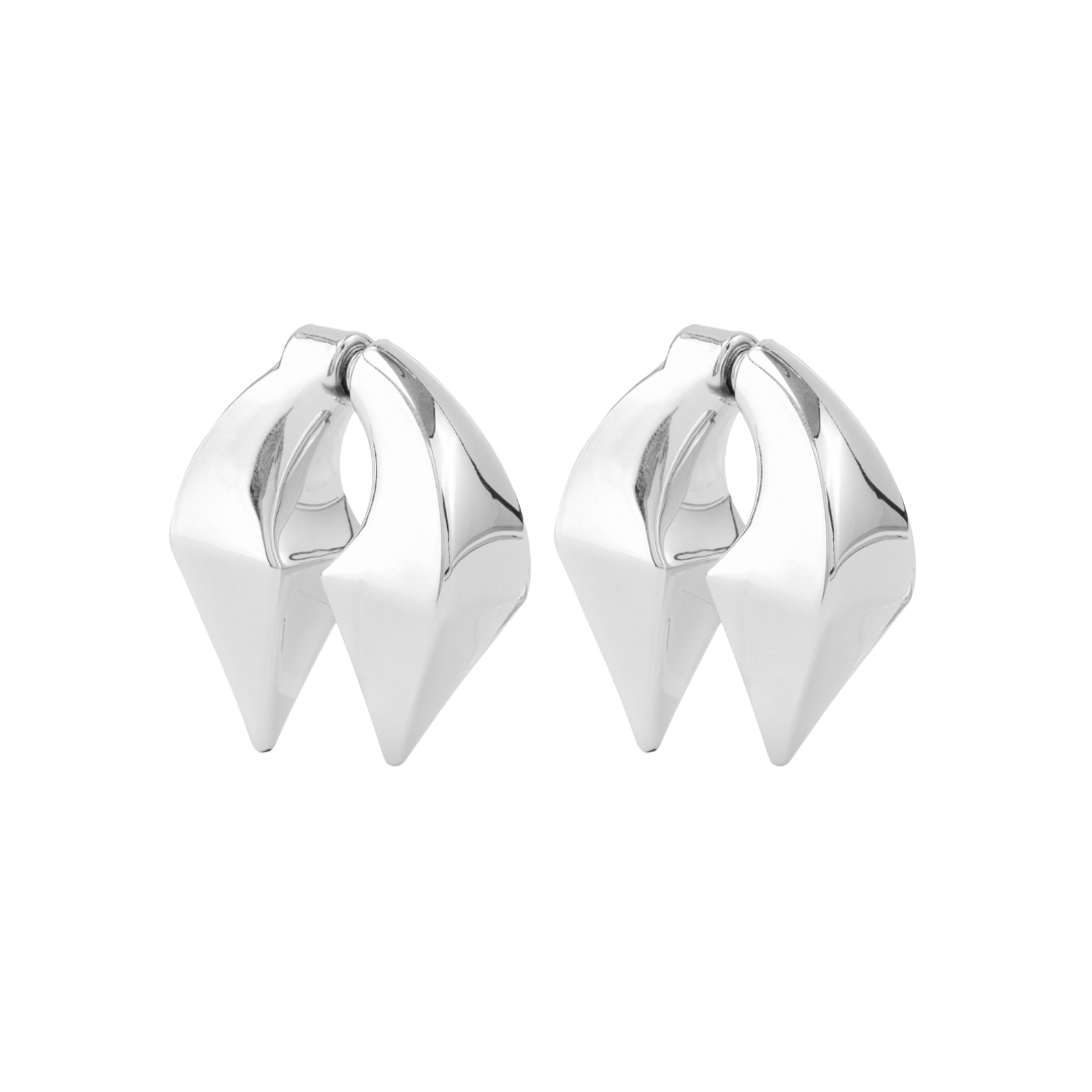 2 BOLD DOUBLE SPIKE EARRING SILVER - AIRHESS