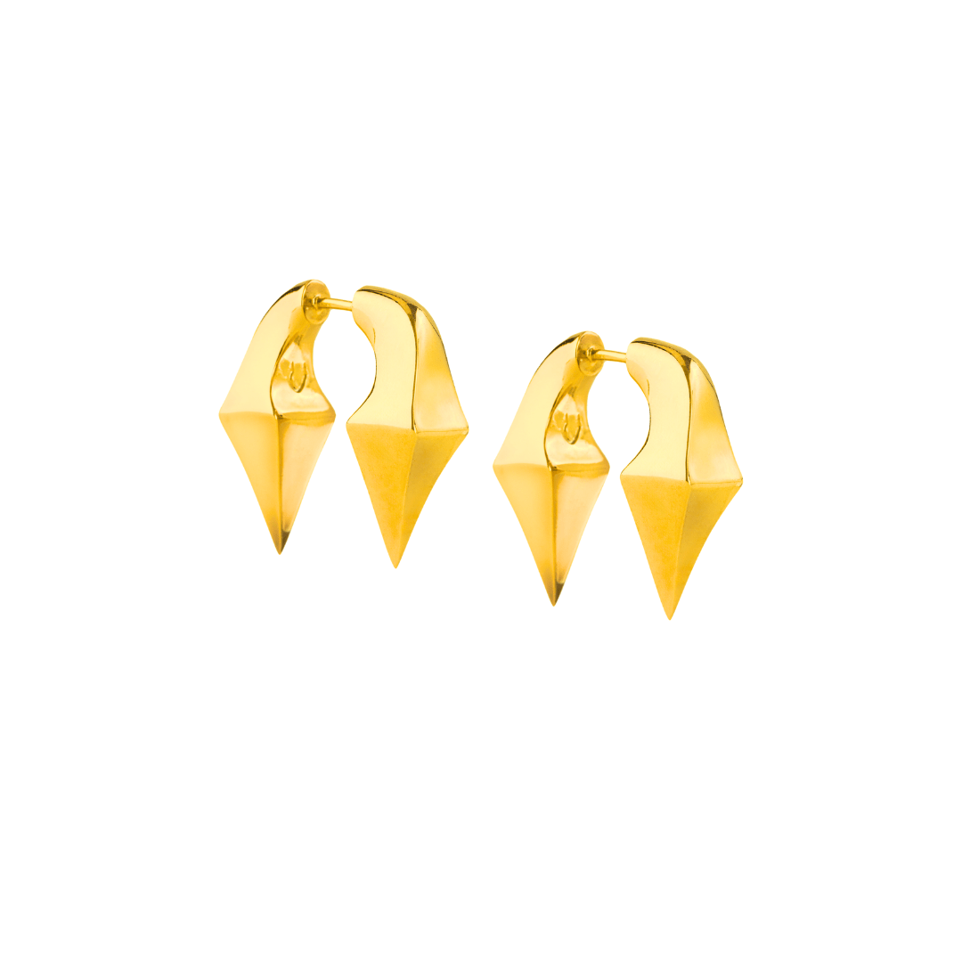 2 MINI DOUBLE SPIKE EARRING GOLD - AIRHESS
