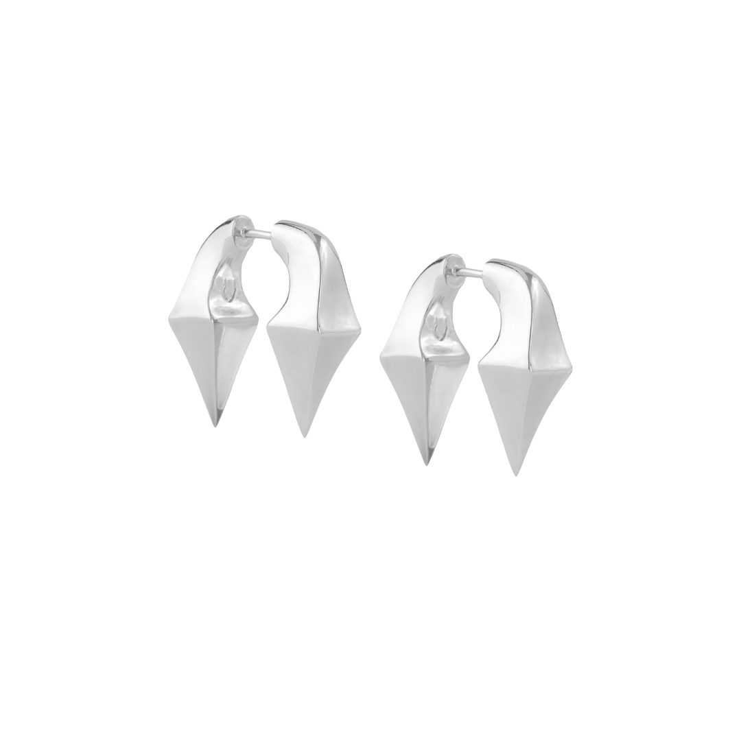 2 MINI DOUBLE SPIKE EARRING SILVER - AIRHESS