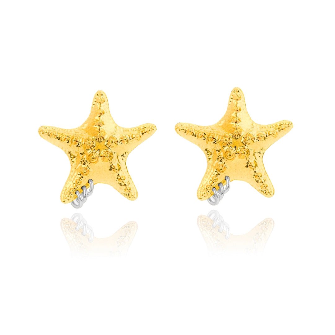 2 PIERCED STARFISH EARRINGS GOLD - AIRHESS