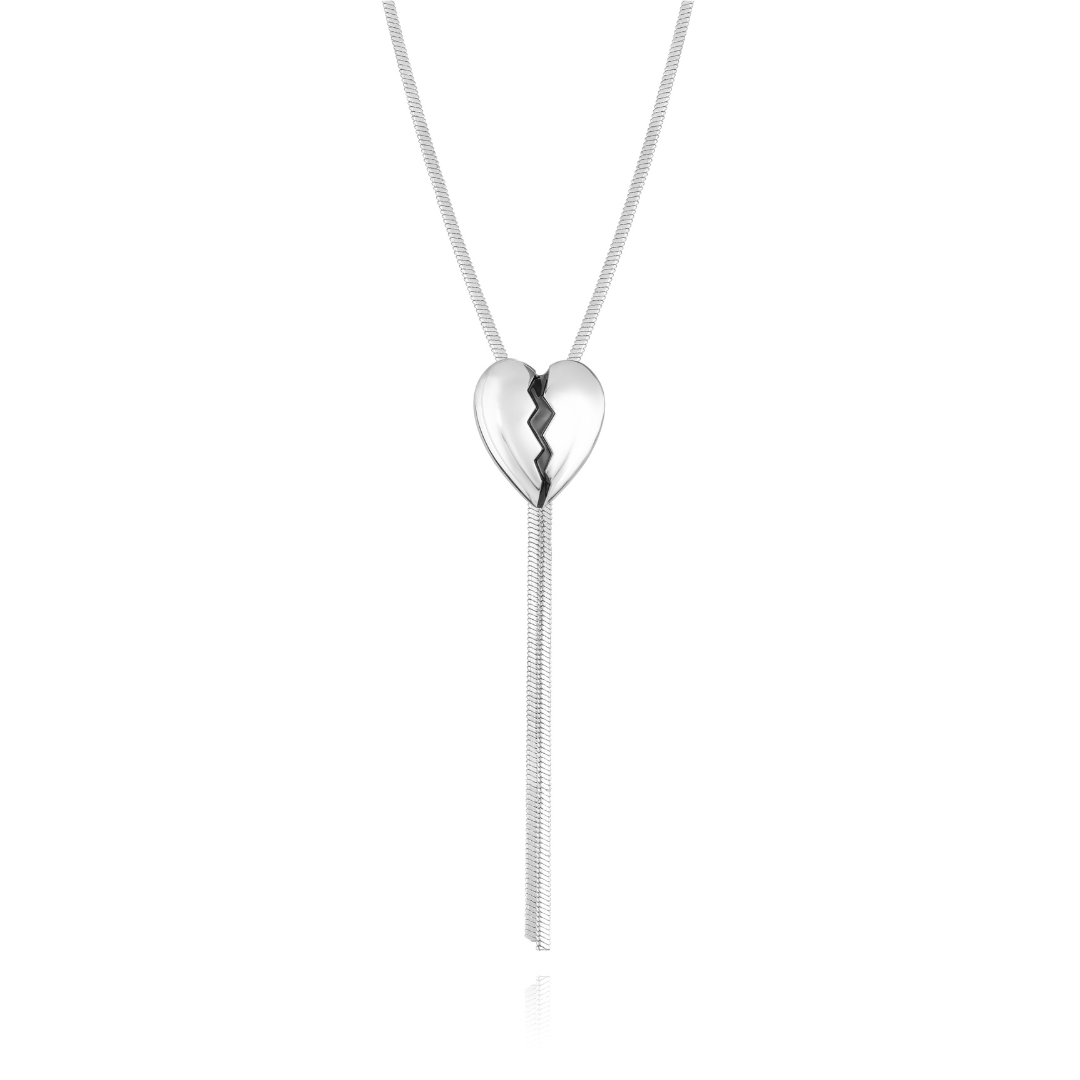 THE BROKEN HEART BOLO TIE SILVER - AIRHESS